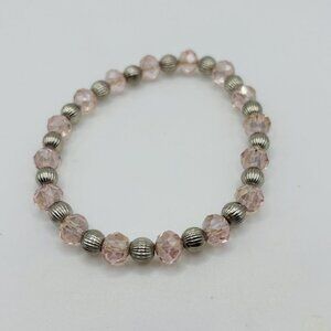 Unbranded Pale Pink Silver Tone Stretch Bracelet Fairy Cottagecore Boho